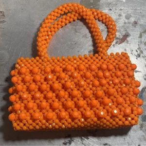 Vintage Italian Orange Beaded Purse New Old Stock 1960s